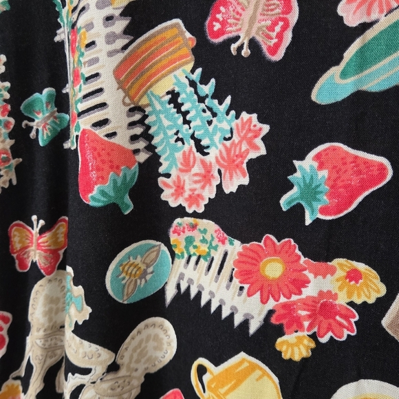 Vintage 80s Knapp Studio Novelty Print Garden Black Cottagecore Maxi Dress 9 USA - Picture 5 of 13